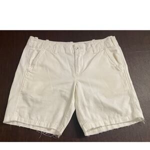 G1 All Purpose Goods Classic White Cotton Shorts Raw Hem Size 8 Coastal Resort